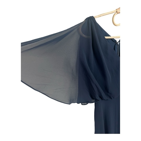 After Six Midnight Blue V-Neck Split Sleeve Blouson Bodice Maxi Dress - 1565  6R - Picture 5 of 14